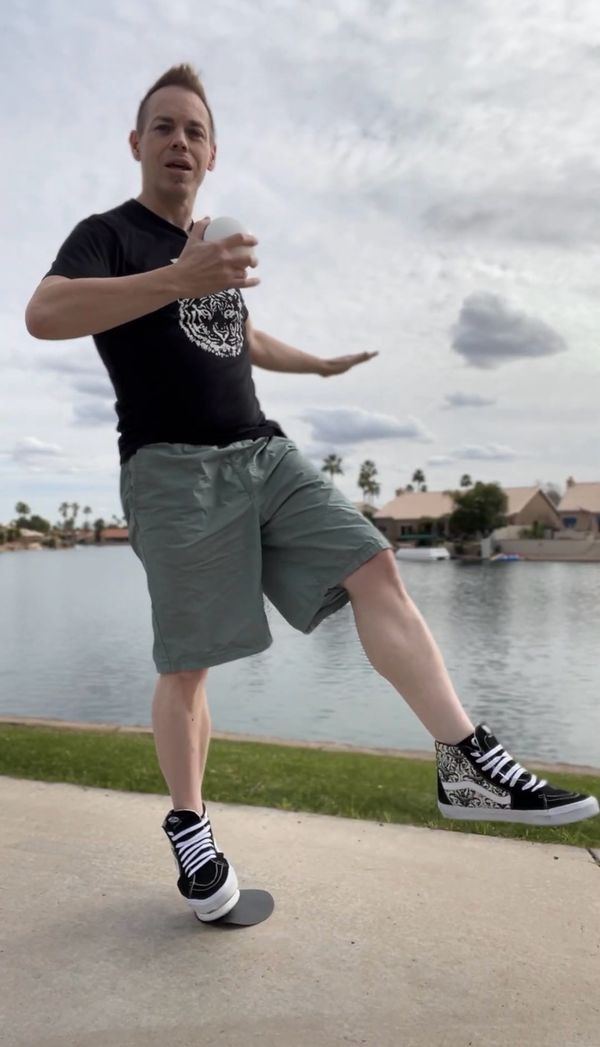 Ryan Today demonstrating extreme balance on The Pivot