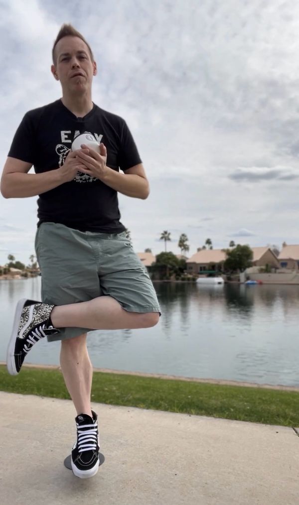 Ryan Today in tranquil one-leg balance on The Pivot